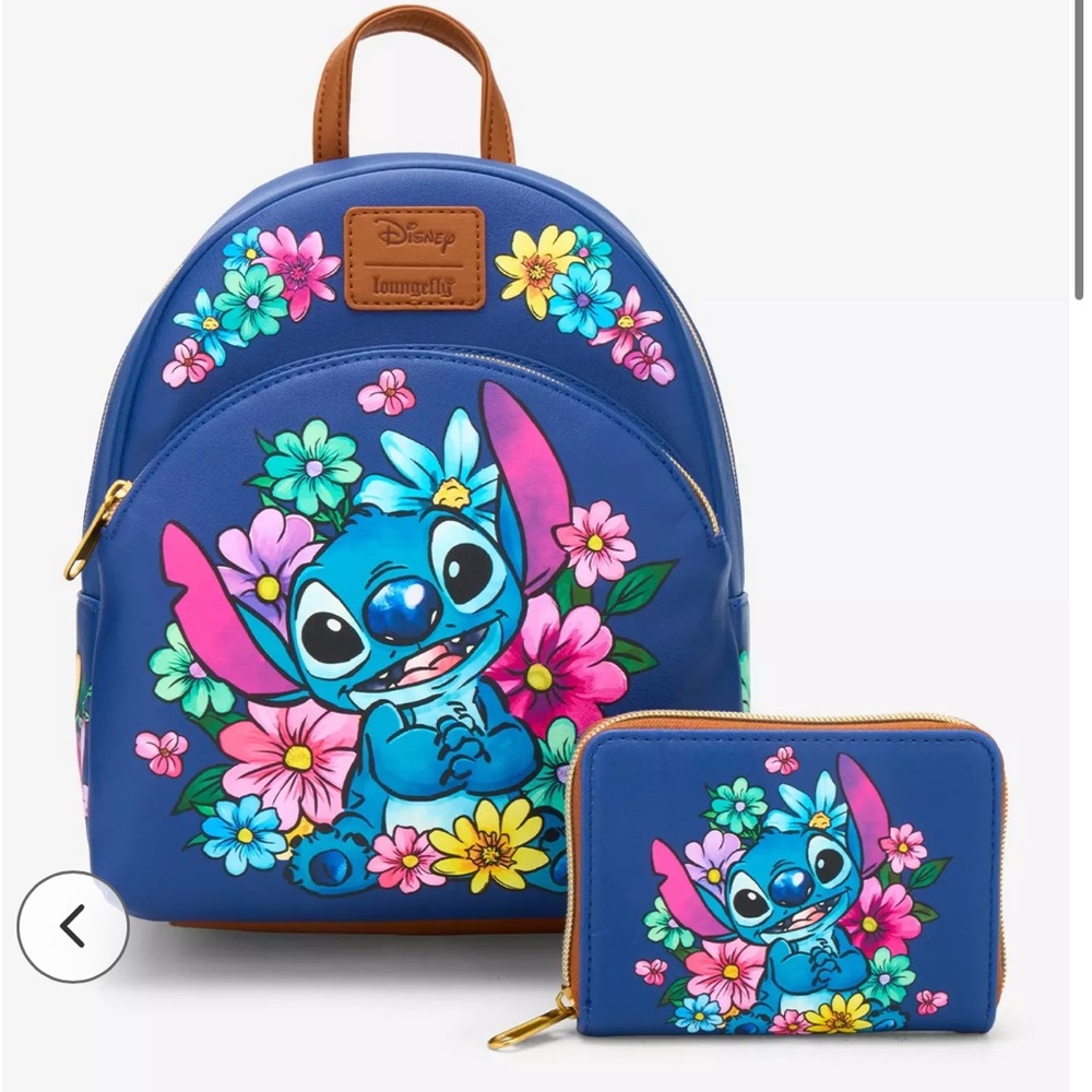 Loungefly Disney NWT Stitch Flowers Mini Backpack w/wallet